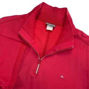 J Lindeberg Polo Shirt Mens XXL Red Short Sleeve 1/4 Zip Golf Performance